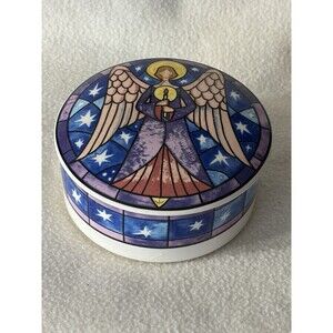 Mikasa Angel Trinket Box HK501 683 Round Ceramic Jewelry Box With Lid 4.5”